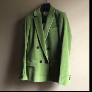 Sezane Lime Green Corduroy Blazer